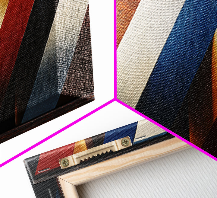 Red White and Blue Stripe Abstraction from Canvas Print, Barbershop Art, African American Art, Barbershop Decor, Grooming, BAA-3x1-81