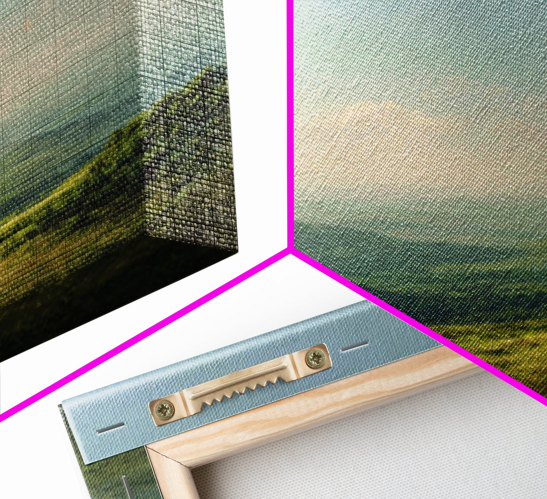 Classic Landscape with Rolling Green Hills Framed Canvas Print, Bed and Breakfast Art, Coffee Art, Living Room Decor, Fine Art, BAB-1x1-24