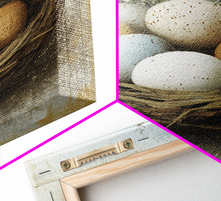 Fresh Eggs in a Woven Basket with Canvas Print, Bed and Breakfast Art, Bedroom Art, Living Room Decor, Oil Painting, BAB-1x1-30