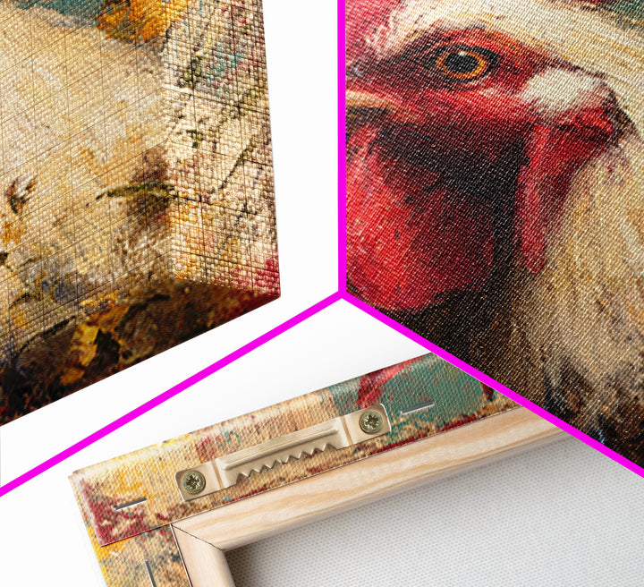 Rooster and Wildflower Country Portrait Canvas Print, Bed and Breakfast Art, Farmhouse Wall Decor, Living Room Decor, BAB-1x1-43