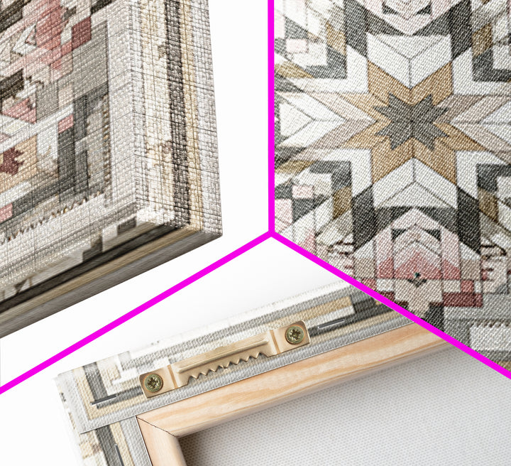 Quilt Pattern Folk Art Composition Canvas Print, Bed and Breakfast Art, Gallery Decor, Living Room Decor, Fine Art, BAB-1x1-59
