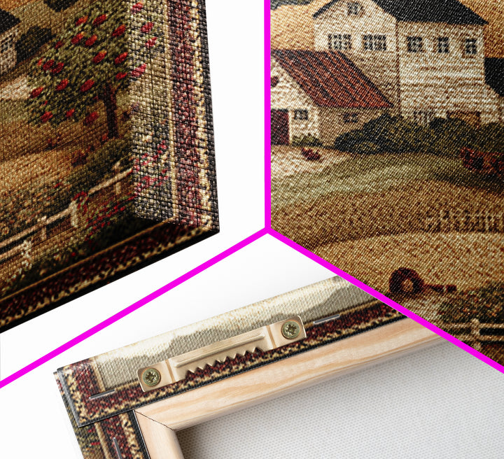 Apple Orchard Scene Framed Canvas Print, Bed and Breakfast Art, Boho Decor, Living Room Decor, Oil Painting, BAB-1x1-61