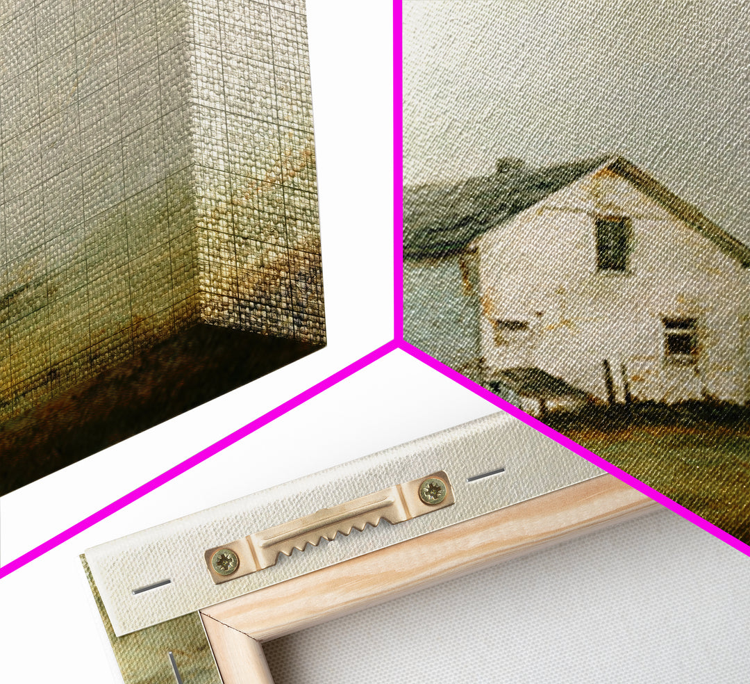 Old Farmhouse Landscape Framed Canvas Print, Bed and Breakfast Art, Boho Decor, Living Room Decor, Fine Art, BAB-1x1-79