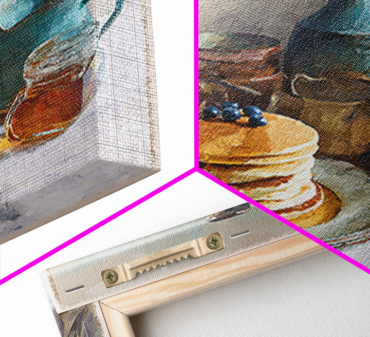 Blueberry Pancakes Still Life Framed Canvas Print, Bed and Breakfast Art, Fine Art Print, Living Room Decor, Fine Art, BAB-1x1-80