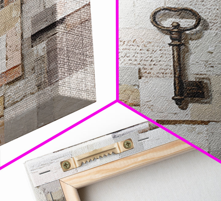 Antique Key and Handwritten Letter Arrangement Without Canvas Print, Bed and Breakfast Art, Wall Decor, Living Room Decor, BAB-1x1-81