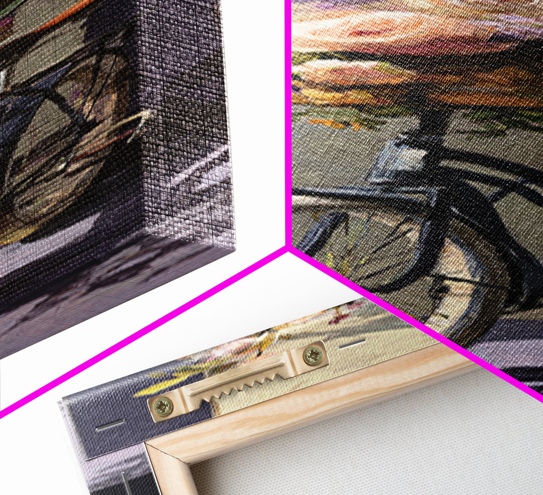 Old Bicycle with Flowers in Basket Canvas Print, Bed and Breakfast Art, Dopamine Decor, Living Room Decor, Fine Art, BAB-1x3-11