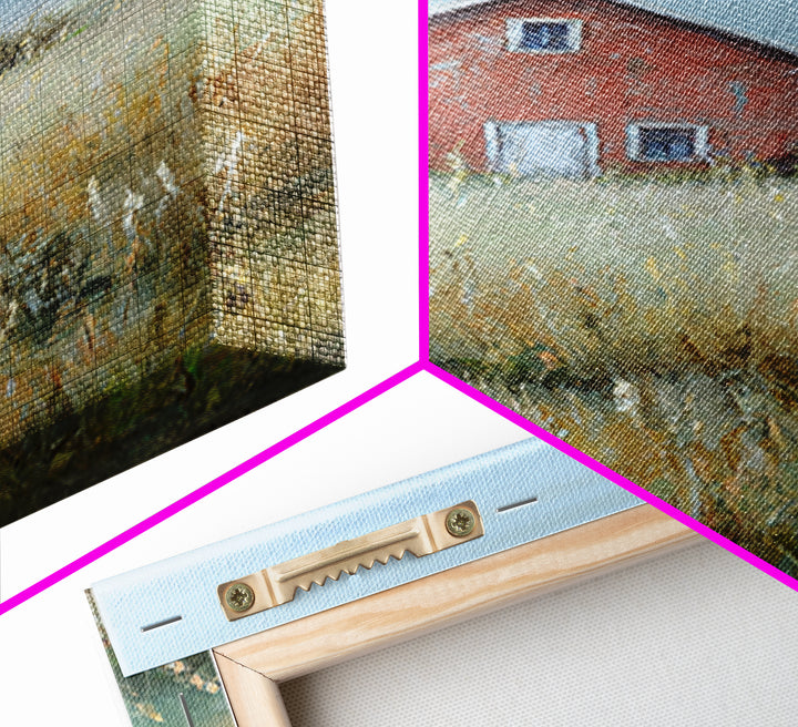 Old Farmhouse Landscape Framed Canvas Print, Bed and Breakfast Art, Boho Decor, Living Room Decor, Fine Art, BAB-1x3-91