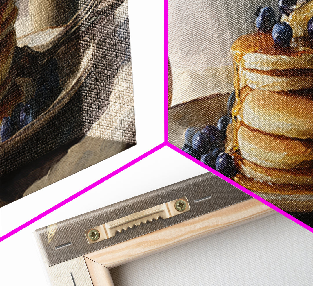 Blueberry Pancakes Still Life Framed Canvas Print, Bed and Breakfast Art, Contemporary Art, Living Room Decor, Fine Art, BAB-2x1-28