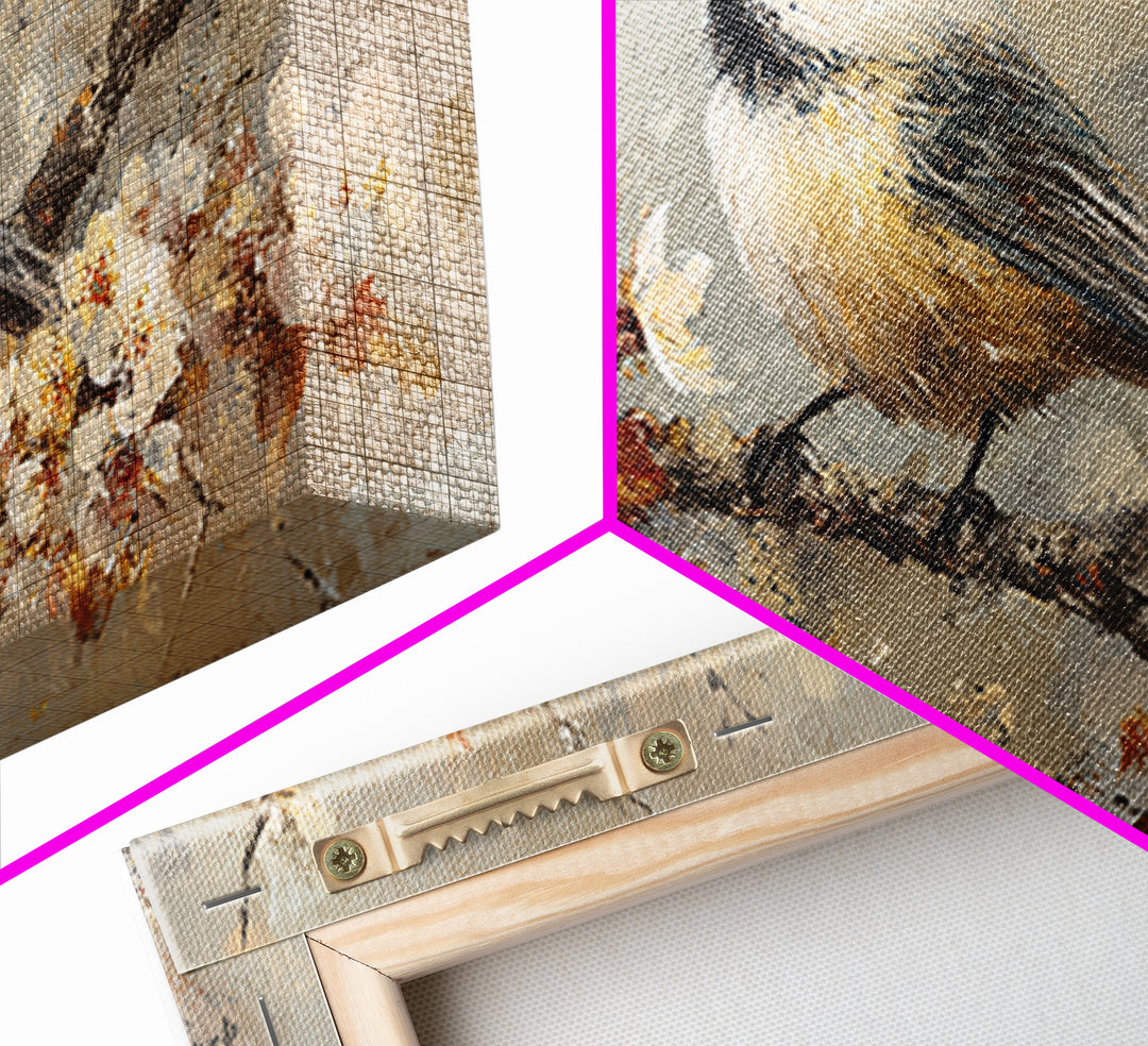 Small Bird on a Flowering Branch Canvas Print, Bed and Breakfast Art, Contemporary Art, Living Room Decor, Bedroom Wall Art, BAB-2x1-34