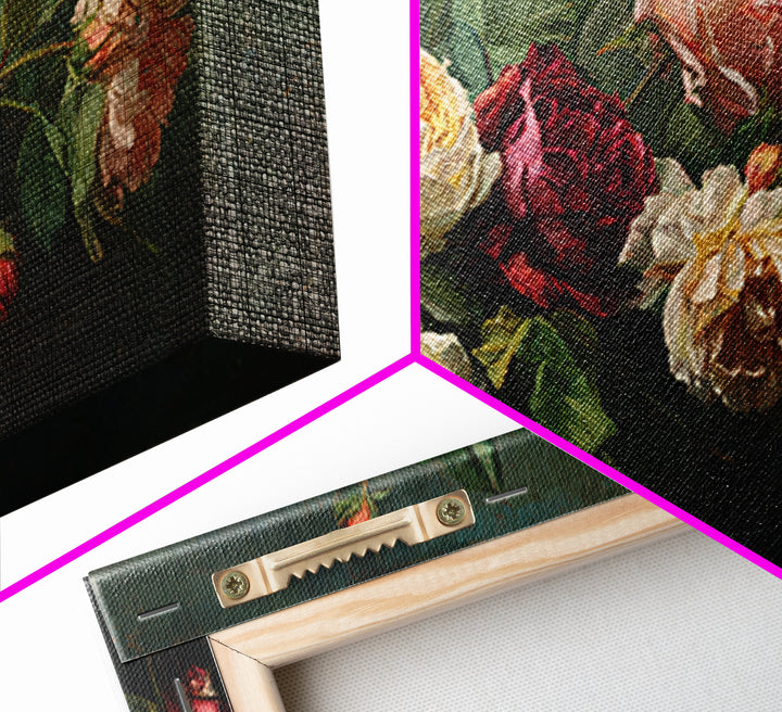 Garden Roses in Romantic Oil Paint Canvas Print, Bed and Breakfast Art, Art Print, Living Room Decor, Fine Art, BAB-2x1-41