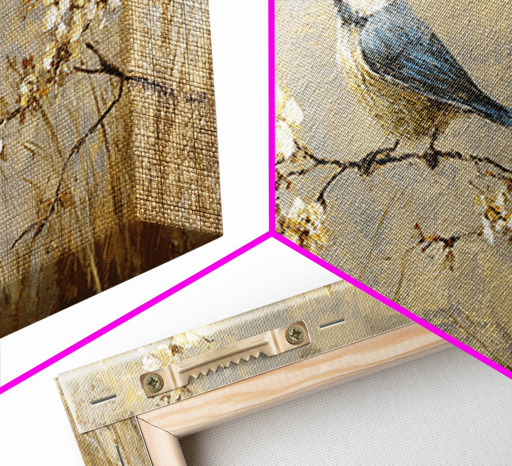 Small Bird on a Flowering Branch Canvas Print, Bed and Breakfast Art, Print, Living Room Decor, Watercolor Art, BAB-2x1-58