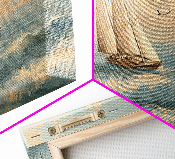 Coastal Inn Sailboat at Sunrise Canvas Print, Bed and Breakfast Art, Abstract Art, Living Room Decor, Fine Art, BAB-2x1-61