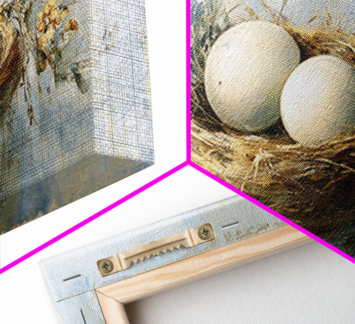 Fresh Eggs in a Woven Basket with Canvas Print, Bed and Breakfast Art, Printable Wall Art, Living Room Decor, Watercolor Art, BAB-2x1-74