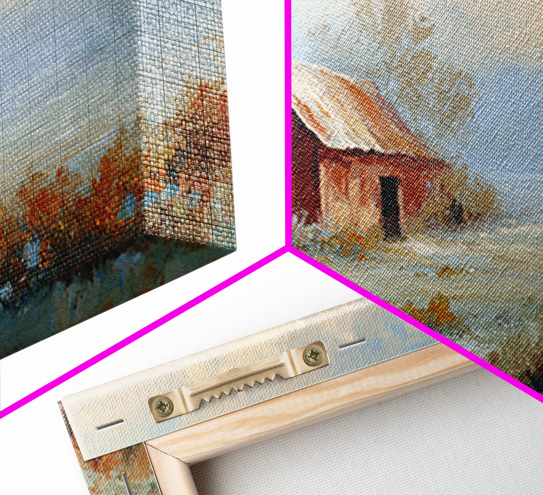 Old Farmhouse Landscape Framed Canvas Print, Bed and Breakfast Art, Room Decor, Living Room Decor, Fine Art, BAB-2x1-75