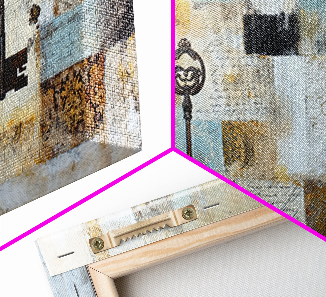 Antique Key and Handwritten Letter Arrangement Without Canvas Print, Bed and Breakfast Art, Farmhouse Decor, Living Room Decor, BAB-2x1-77