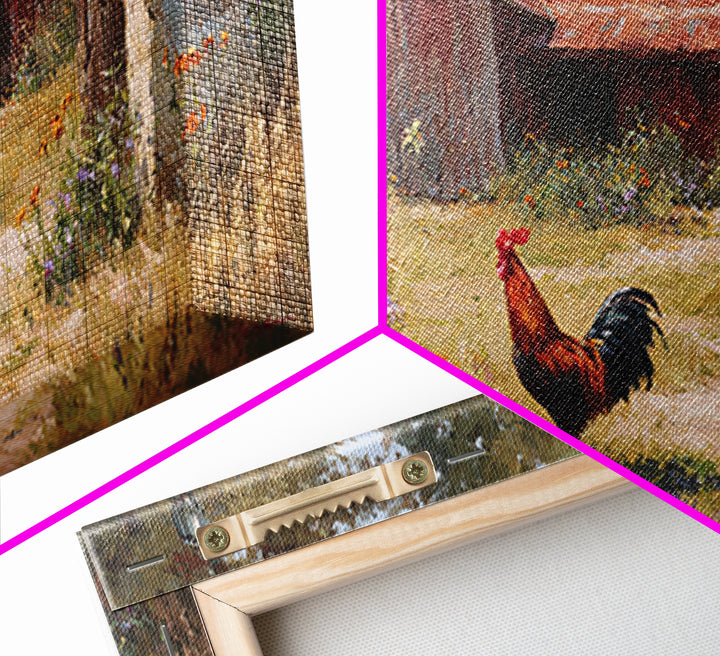 Rooster and Wildflower Country Portrait Canvas Print, Bed and Breakfast Art, Trendy Wall Art, Living Room Decor, BAB-2x1-87