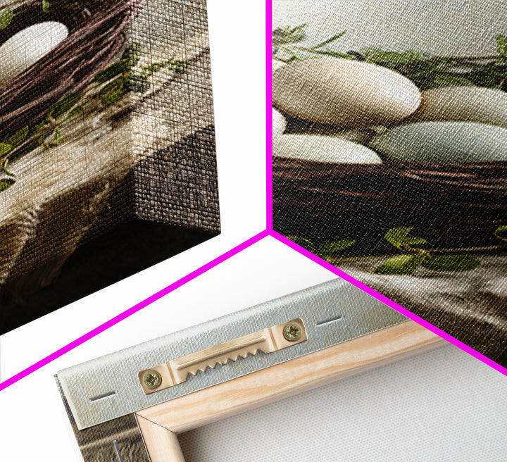 Fresh Eggs in a Woven Basket with Canvas Print, Bed and Breakfast Art, Wall Art, Living Room Decor, Oil Painting, BAB-2x3-14