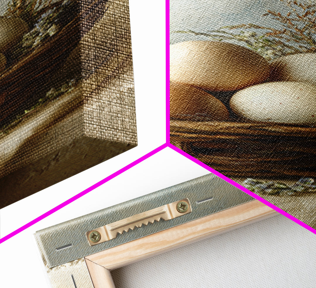 Fresh Eggs in a Woven Basket with Canvas Print, Bed and Breakfast Art, Bedroom Decor, Living Room Decor, Abstract Art, BAB-2x3-62