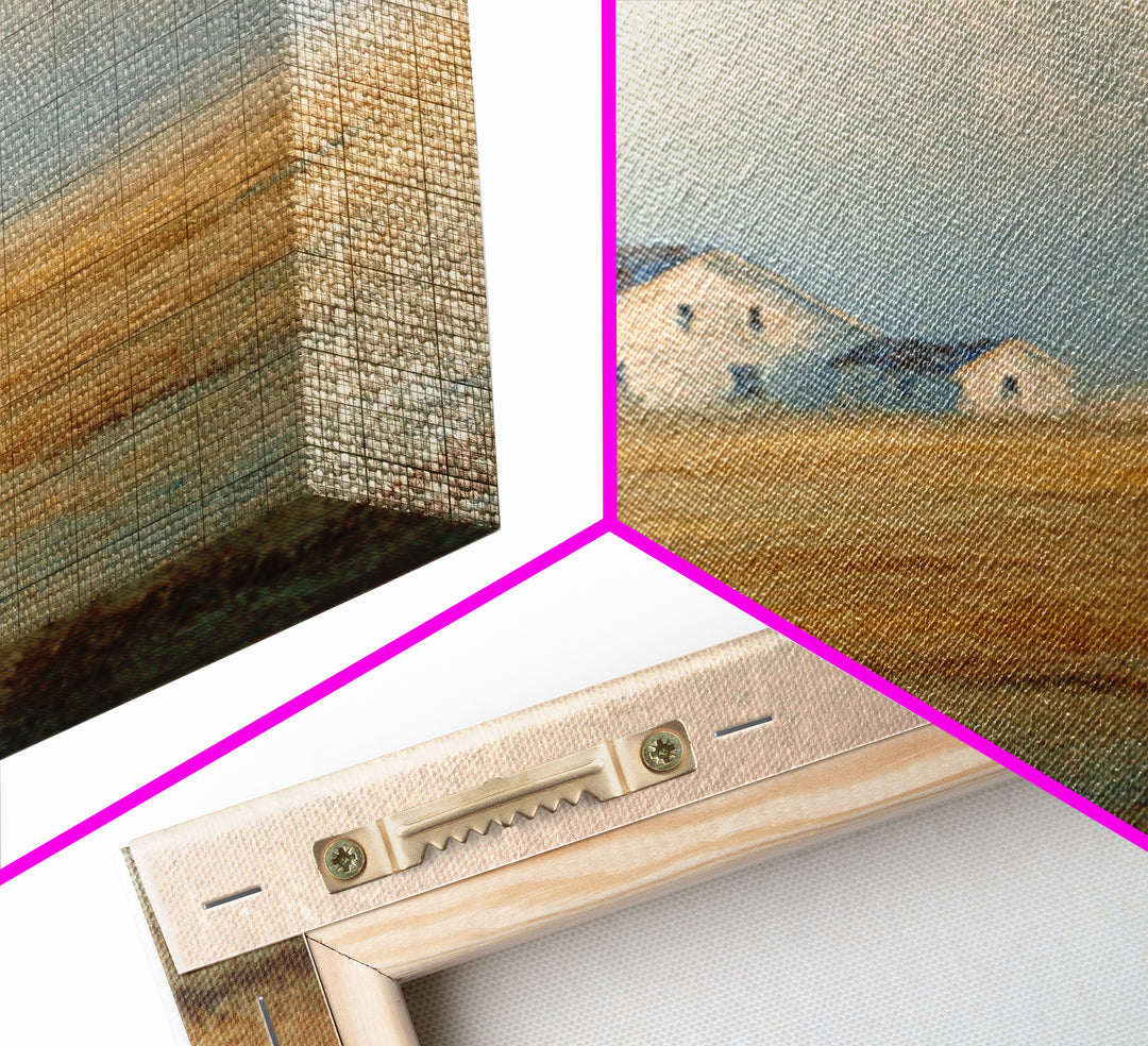 Old Farmhouse Landscape Framed Canvas Print, Bed and Breakfast Art, Coffee Wall Art, Living Room Decor, Oil Painting, BAB-2x3-87