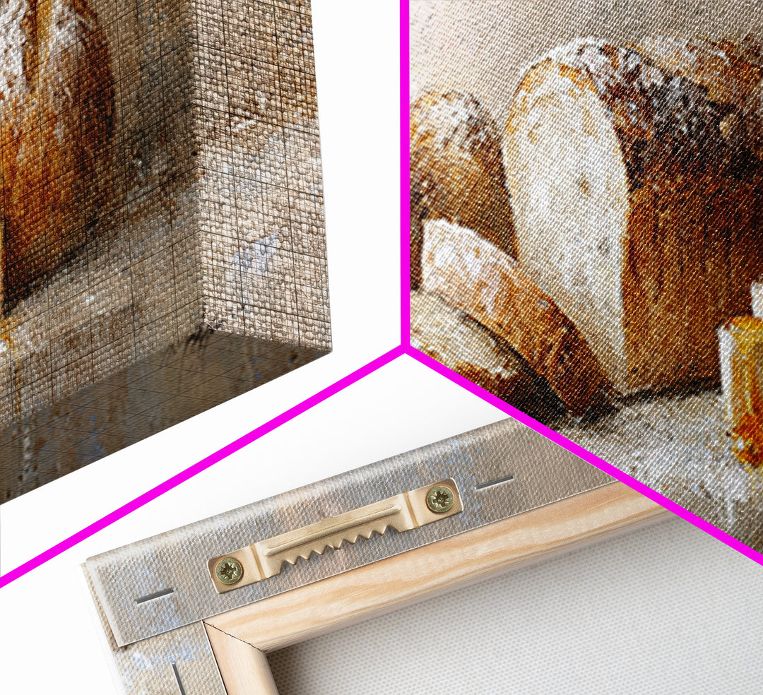 Freshly Baked Bread Framed Canvas Print, Bed and Breakfast Art, Farmhouse Wall Art, Living Room Decor, Fine Art, BAB-3x1-12