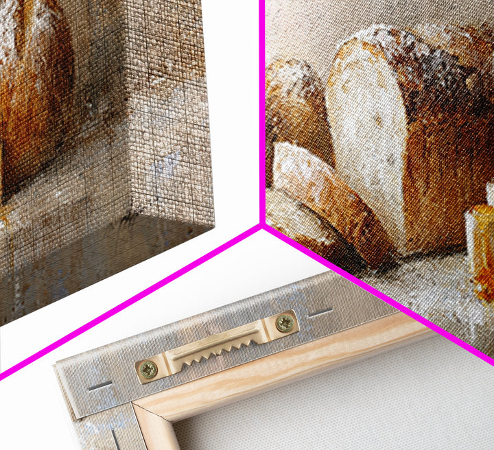Freshly Baked Bread Framed Canvas Print, Bed and Breakfast Art, Farmhouse Wall Art, Living Room Decor, Fine Art, BAB-3x1-12