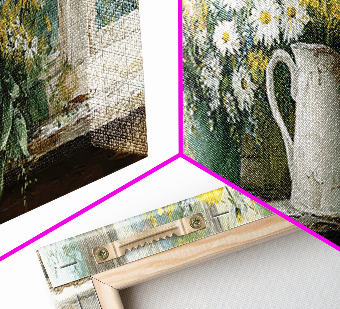 Country Wildflowers in a Chipped Ceramic Pitcher Canvas Print, Bed and Breakfast Art, Trendy Wall Art, Living Room Decor, BAB-3x1-17