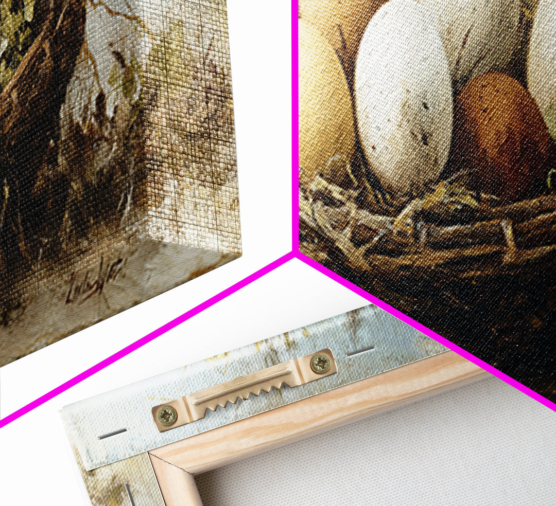 Fresh Eggs in a Woven Basket with Canvas Print, Bed and Breakfast Art, Bedroom Wall Decor, Living Room Decor, Fine Art, BAB-3x1-46