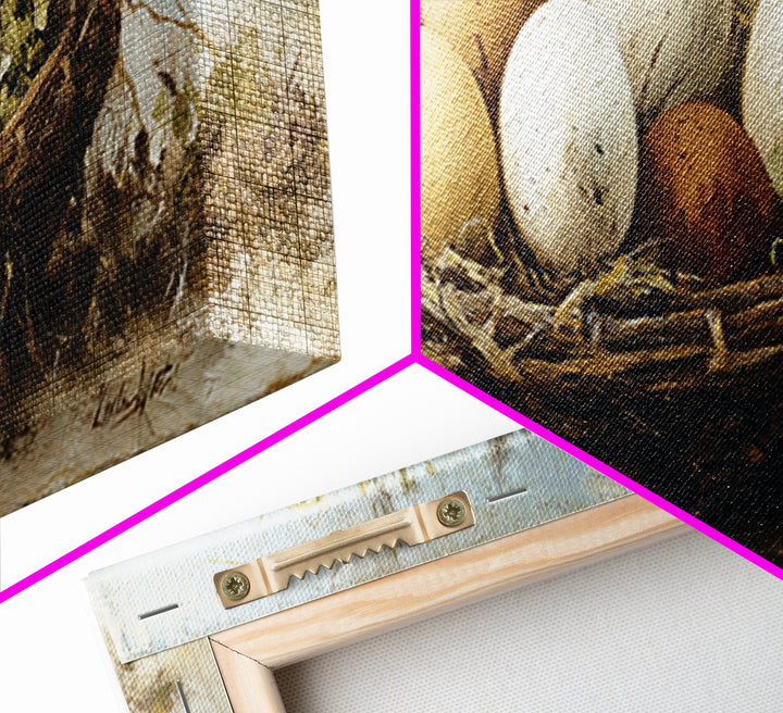 Fresh Eggs in a Woven Basket with Canvas Print, Bed and Breakfast Art, Bedroom Wall Decor, Living Room Decor, Fine Art, BAB-3x1-46