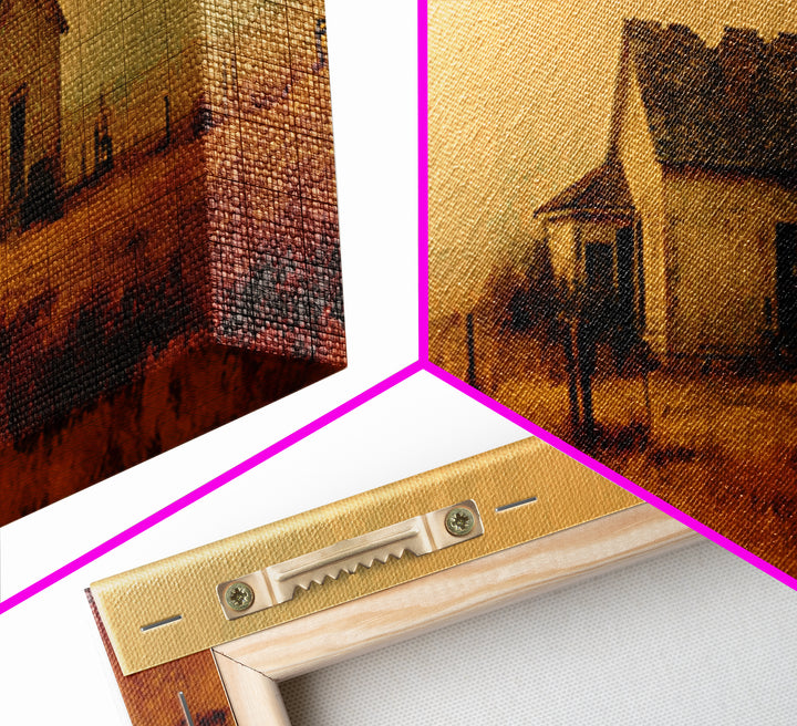 Old Farmhouse Landscape Canvas Print, Bed and Breakfast Art, Wood Wall Art, Living Room Decor, Oil Painting, BAB-3x1-71