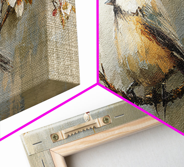 Small Bird on a Flowering Branch Canvas Print, Bed and Breakfast Art, Printable, Living Room Decor, Oil Painting, BAB-3x1-78
