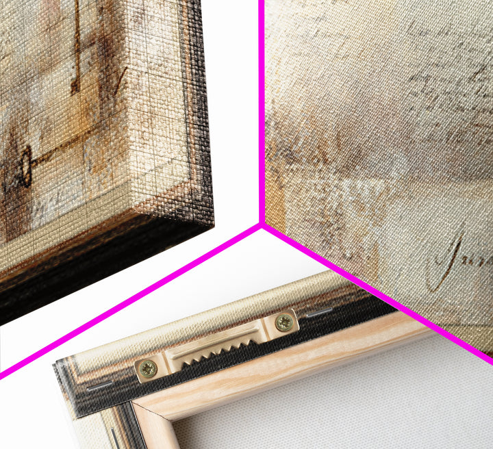 Antique Key and Handwritten Letter Arrangement Without Canvas Print, Bed and Breakfast Art, Luxury Decor, Living Room Decor, BAB-3x1-97