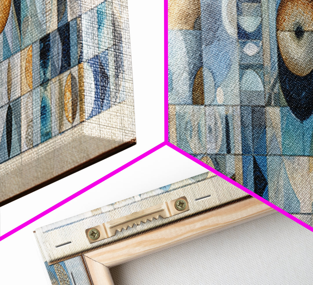 Quilt Pattern Folk Art Composition Framed Canvas Print, Bed and Breakfast Art, Printable, Living Room Decor, Fine Art, BAB-3x1-99
