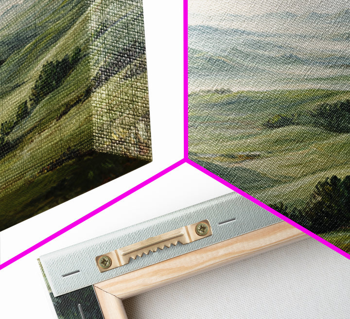 Classic Landscape with Rolling Green Hills Framed Canvas Print, Bed and Breakfast Art, Wall Art, Living Room Decor, Fine Art, BAB-3x2-100