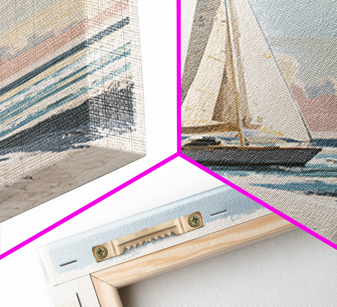Coastal Inn Sailboat at Sunrise Canvas Print, Bed and Breakfast Art, Farmhouse Wall Art, Living Room Decor, Fine Art, BAB-3x2-21