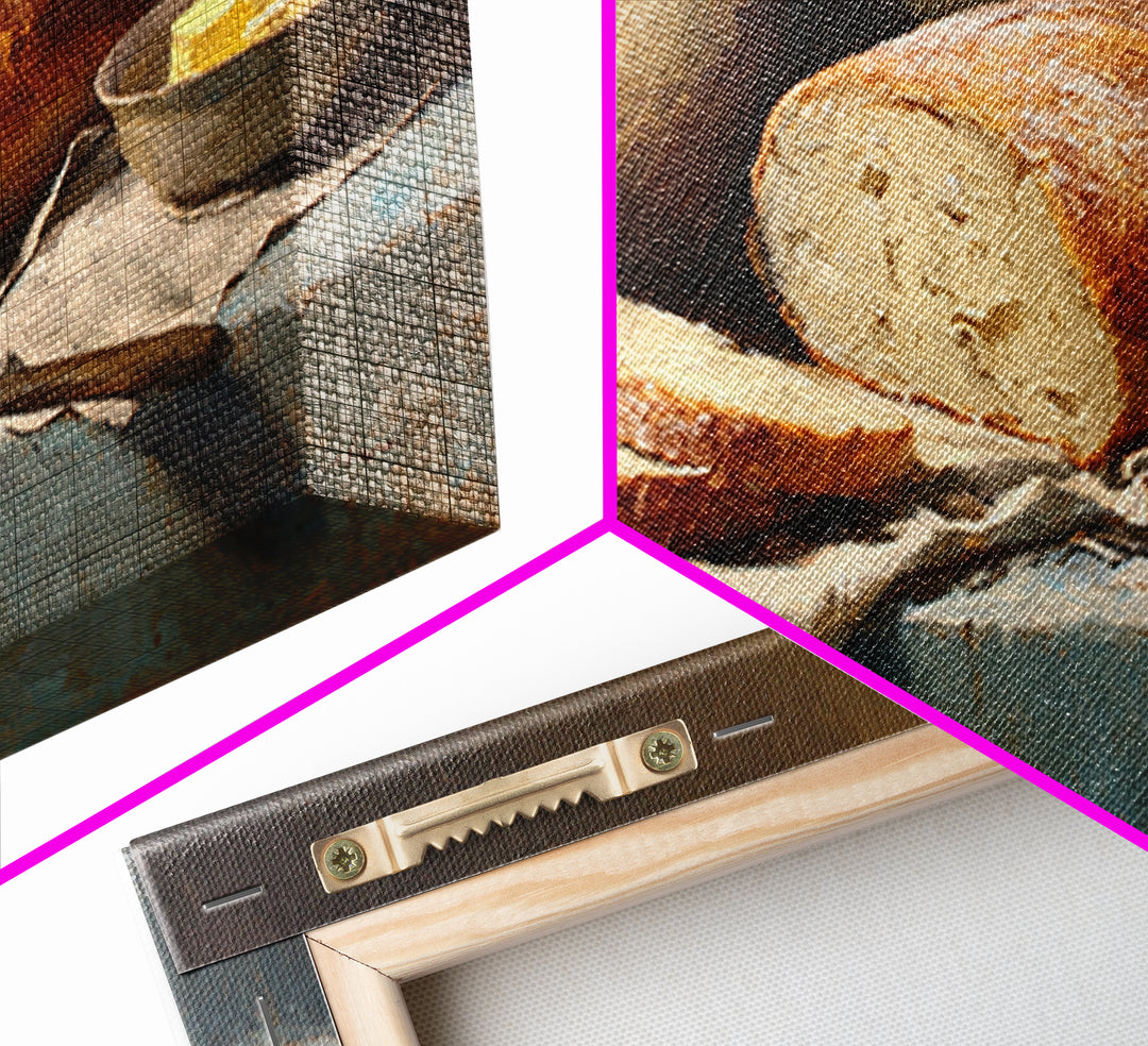 Freshly Baked Bread Framed Canvas Print, Bed and Breakfast Art, Farmhouse Wall Art, Living Room Decor, Fine Art, BAB-3x2-24