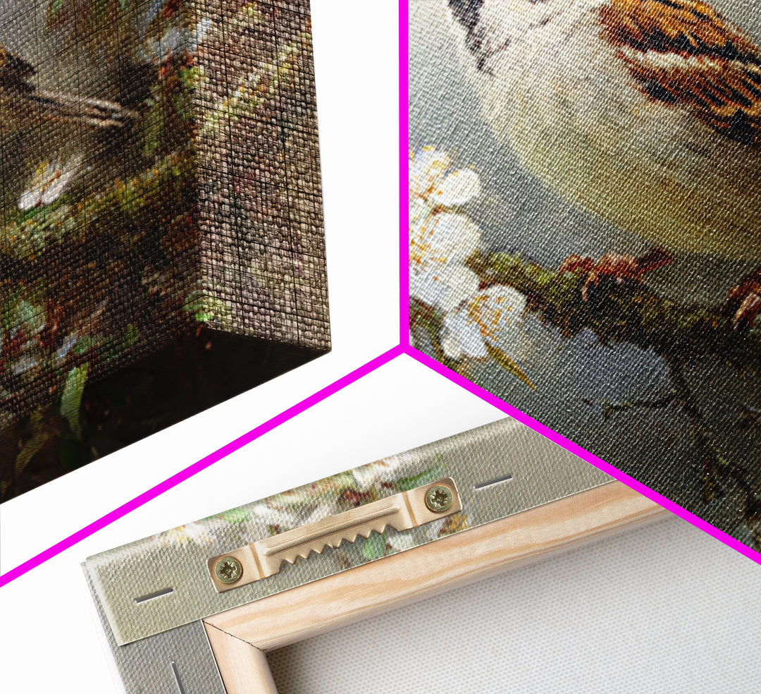 Small Bird on a Flowering Branch Canvas Print, Bed and Breakfast Art, Bedroom Wall Art, Living Room Decor, Watercolor Art, BAB-3x2-66