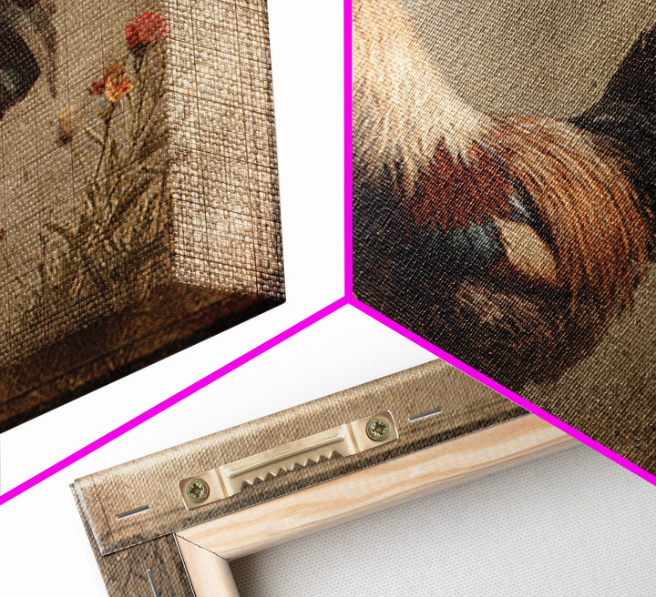 Rooster and Wildflower Country Portrait Canvas Print, Bed and Breakfast Art, Rustic Home Decor, Living Room Decor, BAB-3x2-71