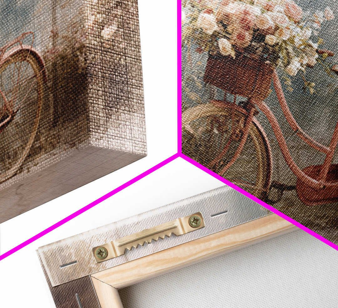 Old Bicycle with Flowers in Basket Canvas Print, Bed and Breakfast Art, Print, Living Room Decor, Watercolor Art, BAB-3x2-75
