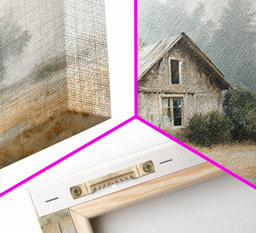 Old Farmhouse Landscape Canvas Print, Bed and Breakfast Art, Wood Wall Art, Living Room Decor, Oil Painting, BAB-3x2-83