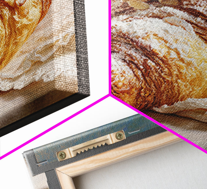 Almond Croissant Closeup Canvas Print, Bakery Art, Kitchen Prints, Bakery Decor, Oil Painting, Patisserie, Fine Art, Kids Art, BAK-1x1-15