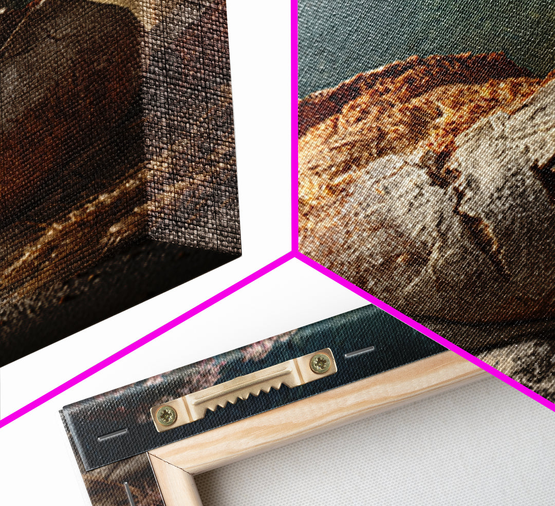 Rustic Loaf of Bread Framed Canvas Print, Bakery Art, Kitchen Wall Art, Bakery Decor, Oil Painting, Patisserie, BAK-1x1-28