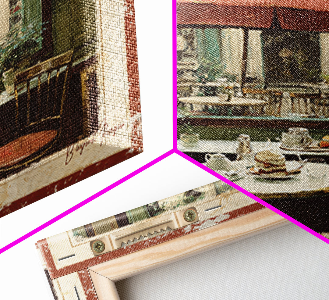 Parisian Dessert Poster Framed Canvas Print, Bakery Art, Print, Bakery Decor, Fine Art, Patisserie, Food Art, Kitchen Print, BAK-1x1-48