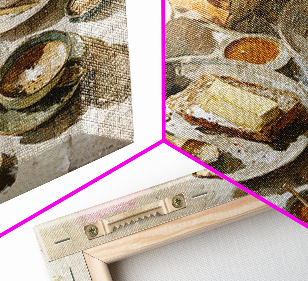 Painterly Eclair and Coffee Still Life Canvas Print, Bakery Art, Kitchen Art Print, Bakery Decor, Fine Art, Patisserie, BAK-1x1-60