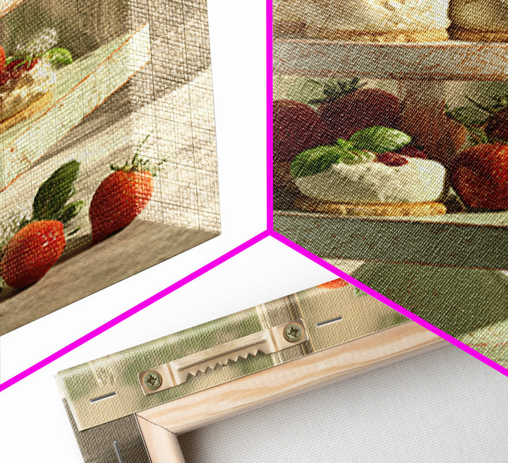 Pastel Cake Stand Framed Canvas Print, Bakery Art, Boho Decor, Bakery Decor, Oil Painting, Patisserie, Printable Wall Art, BAK-1x1-61