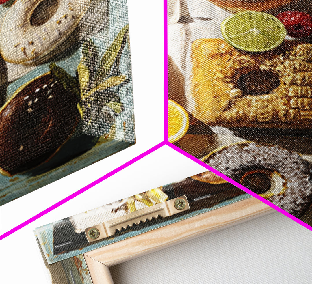 Whimsical Donut Assortment Canvas Print, Bakery Art, Print, Bakery Decor, Fine Art, Patisserie, Food Art, Kitchen Print, BAK-1x1-81