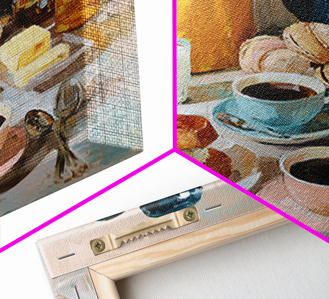 Painterly Eclair and Coffee Still Life Framed Canvas Print, Bakery Art, French Wall Art, Bakery Decor, Abstract Art, Patisserie, BAK-1x1-84