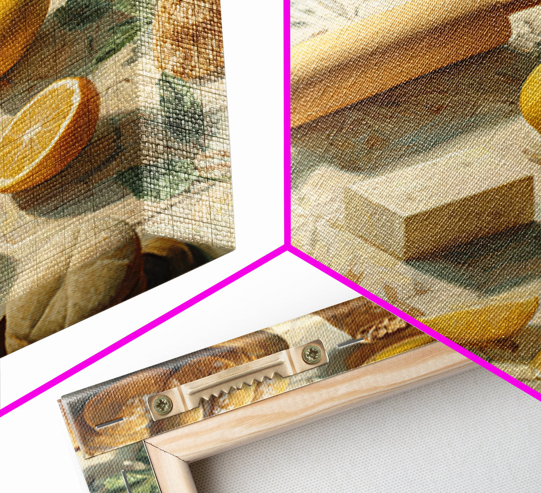 Patisserie Pattern of Rolling Pins and Pastries Framed Canvas Print, Bakery Art, Wall Art, Bakery Decor, Oil Painting, BAK-1x1-93