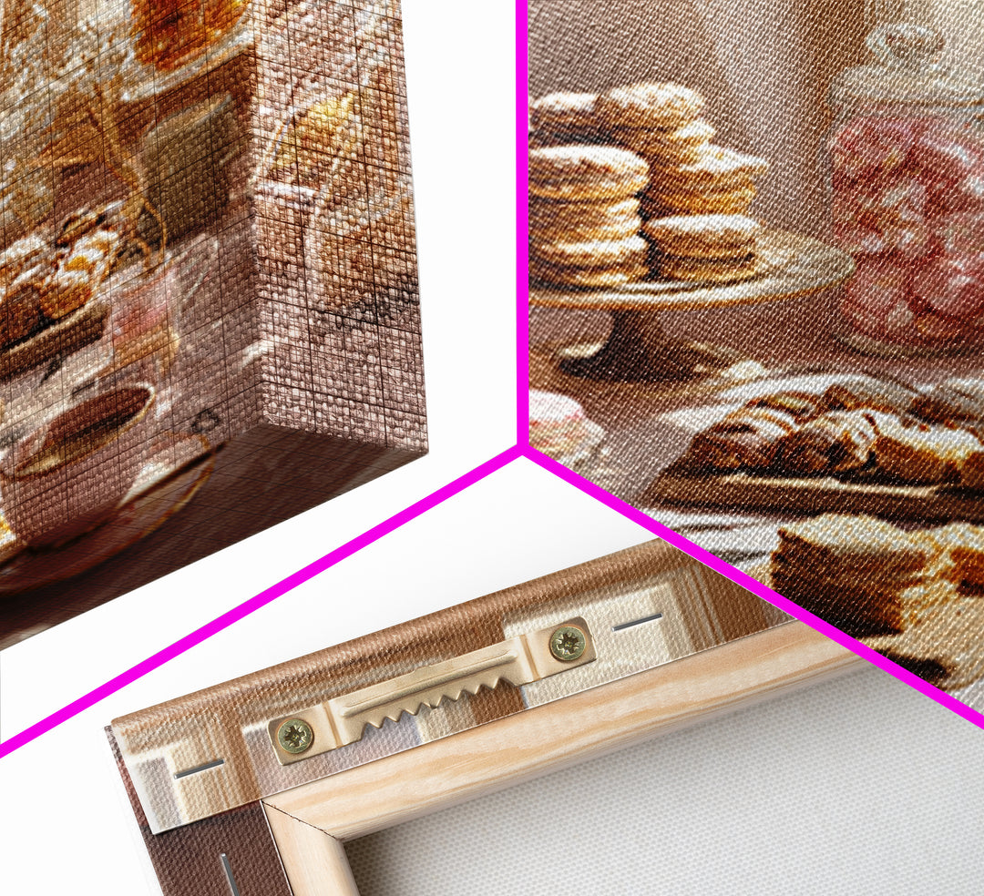 French Patisserie Window Display of Pastel Pastries Canvas Print, Bakery Art, Textured Painting, Bakery Decor, Patisserie, BAK-1x1-98