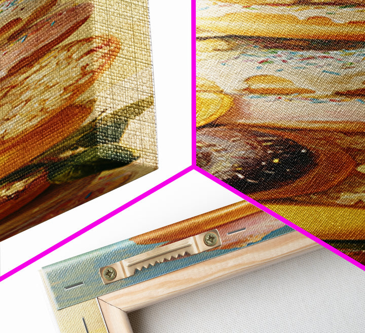 Whimsical Donut Assortment Framed Canvas Print, Bakery Art, Wall Art, Bakery Decor, Oil Painting, Patisserie, BAK-1x3-69
