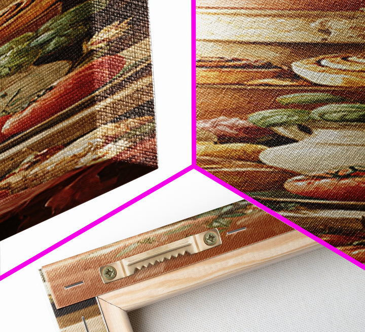 Cinnamon Rolls in a Warm Country Kitchen Framed Canvas Print, Bakery Art, Gallery Decor, Bakery Decor, Fine Art, Patisserie, BAK-1x3-71